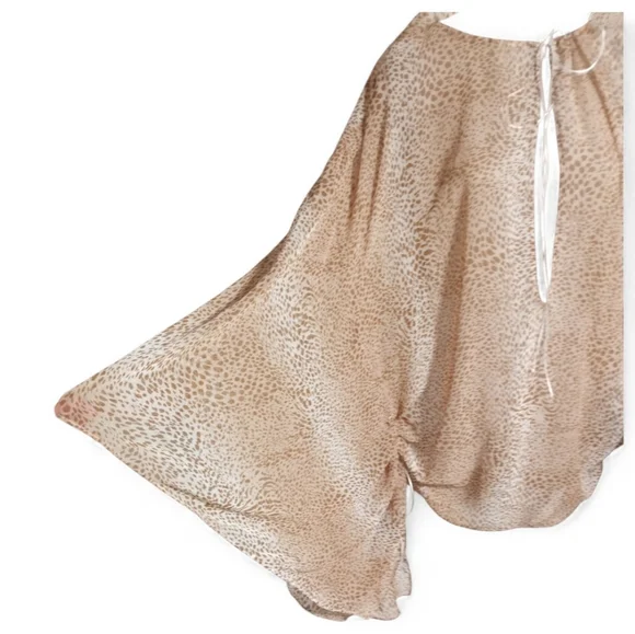 Victoria Secret Sheer Leopard Batwing Coverup Top Tie Neck Boho Resort Swim - Picture 4 of 5